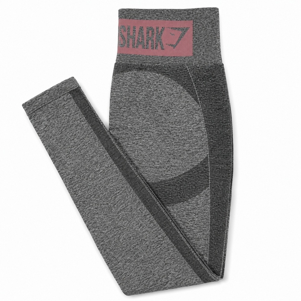 Gymshark Seamless Leggings Womens XS Grey Marl Pink High Waist Compression